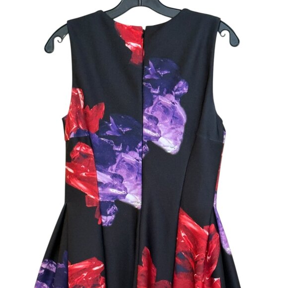 Calvin Klein Women's Floral Sleeveless Scuba Dress Black Red Size 6 - Picture 5 of 8